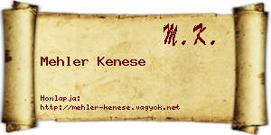 Mehler Kenese névjegykártya
